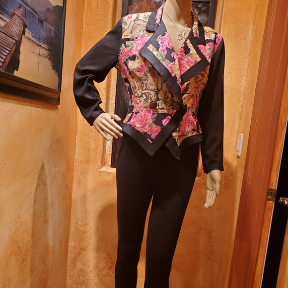 RAMPAGE blouse/jacket/top Women Small Black/floral - Picture 2 of 8